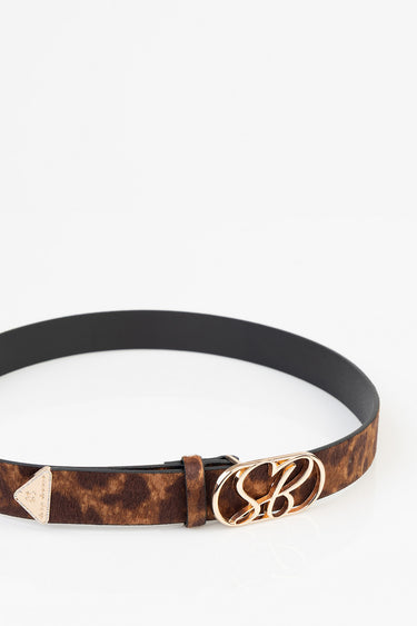 leopard print belt with gold buckle and black interior