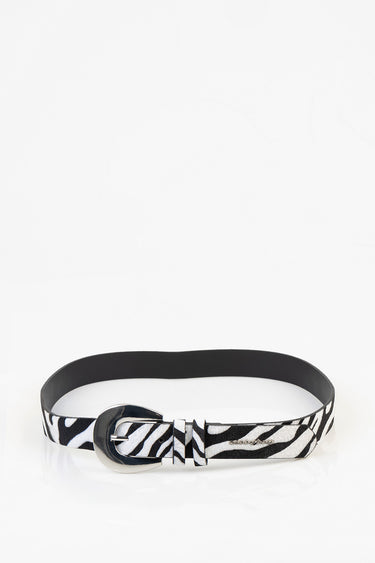 Blue Jean Traders zebra print belt with black buckle