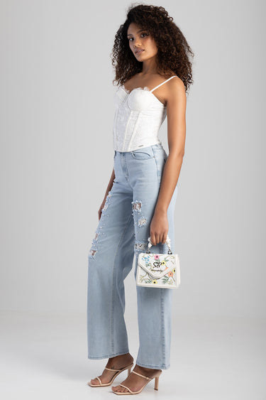 Flower Denim Mini Bag