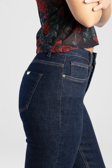 Blue Jean Traders skinny jeans in dark indigo with contrast stitching and back pocket detail