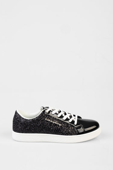 Blue Jean Traders sneakers in black glitter with white laces and white sole