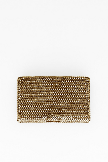 Blue Jean Traders gold beaded card holder, rectangular and sparkling