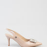 nude patent slingback high heel with crystal buckle detail