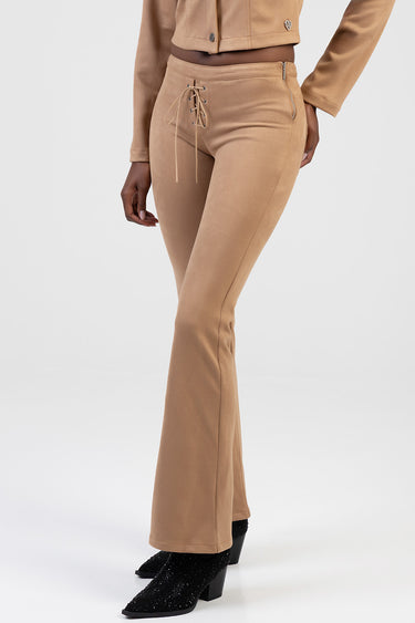 BLAKE  FAUX SUEDE FLARE LEG PANTS