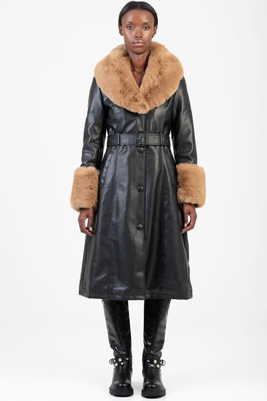 DEAL BREAKER FAUX FUR-TRIMMED COAT