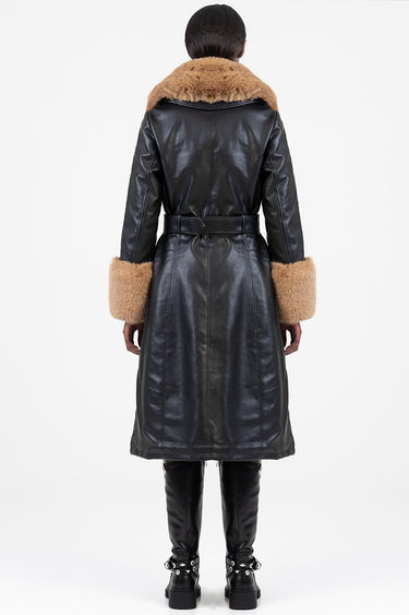 DEAL BREAKER FAUX FUR-TRIMMED COAT