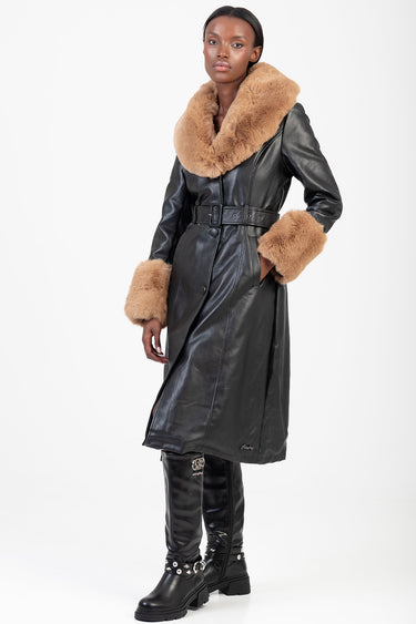 DEAL BREAKER FAUX FUR-TRIMMED COAT