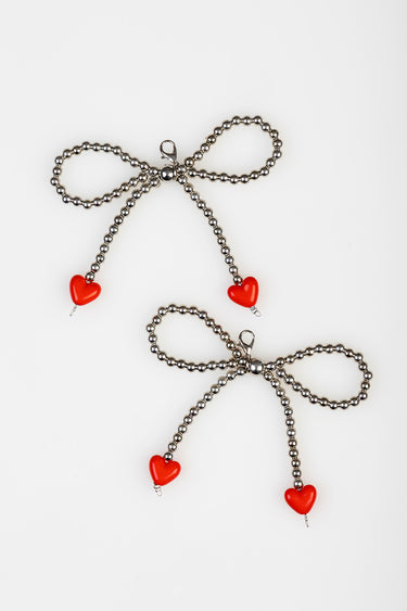 BOW PEARL HEART SHOE CHARM