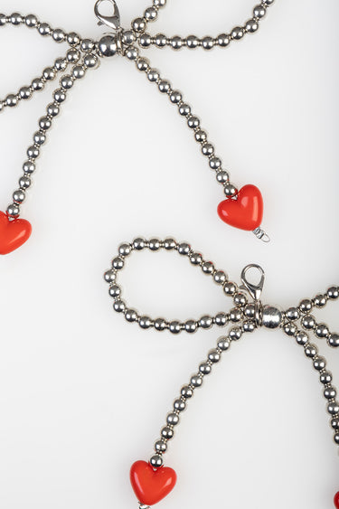 BOW PEARL HEART SHOE CHARM