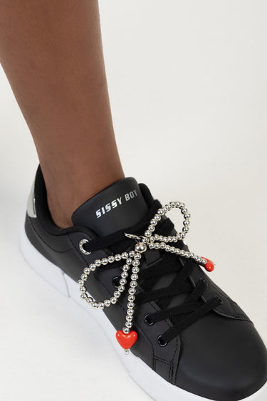 BOW PEARL HEART SHOE CHARM