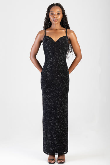 on scene maxi dress Plus Size Corset Waist High Slit Sleeveless Tricot Deep V-Neck, On Scene Maxi Dress in Black, Size 2X, For Bridesmaid